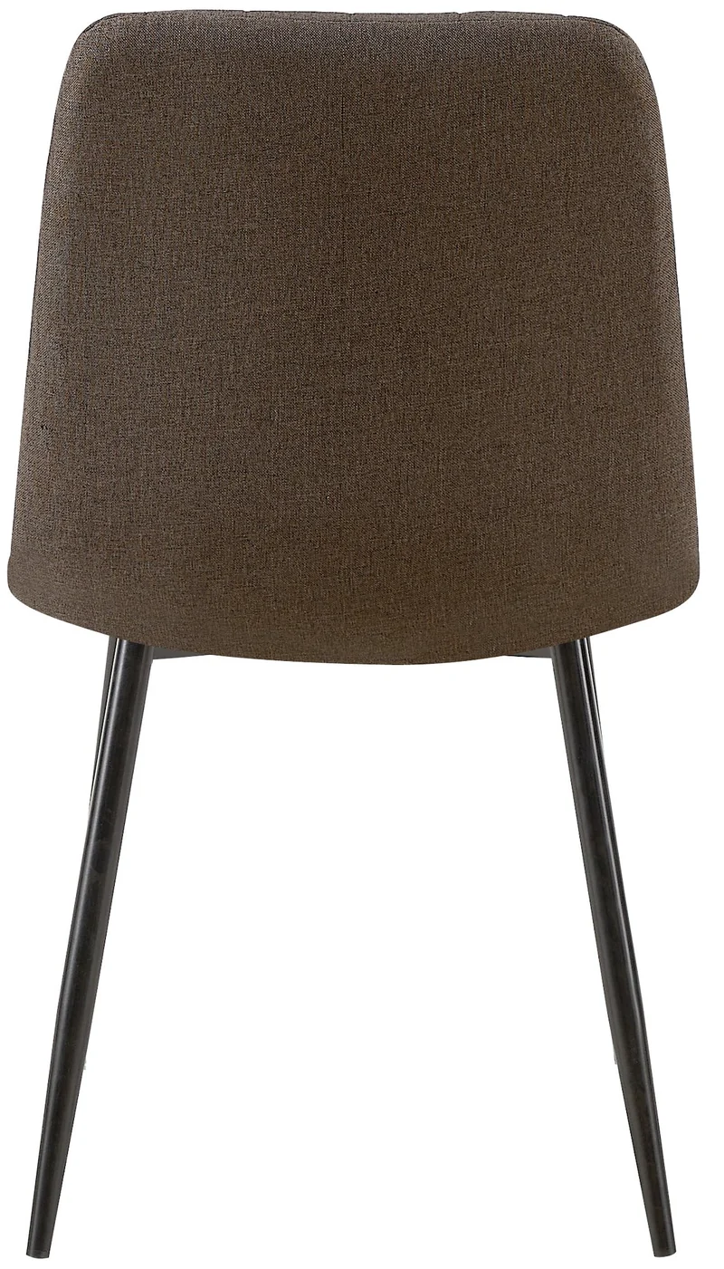 Chaises de salle à manger x4 coutures décoratives verticales assise en tissu marron pieds en métal noir 10_0007500
