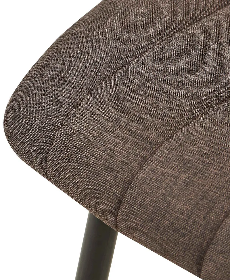 Chaises de salle à manger x4 coutures décoratives verticales assise en tissu marron pieds en métal noir 10_0007500