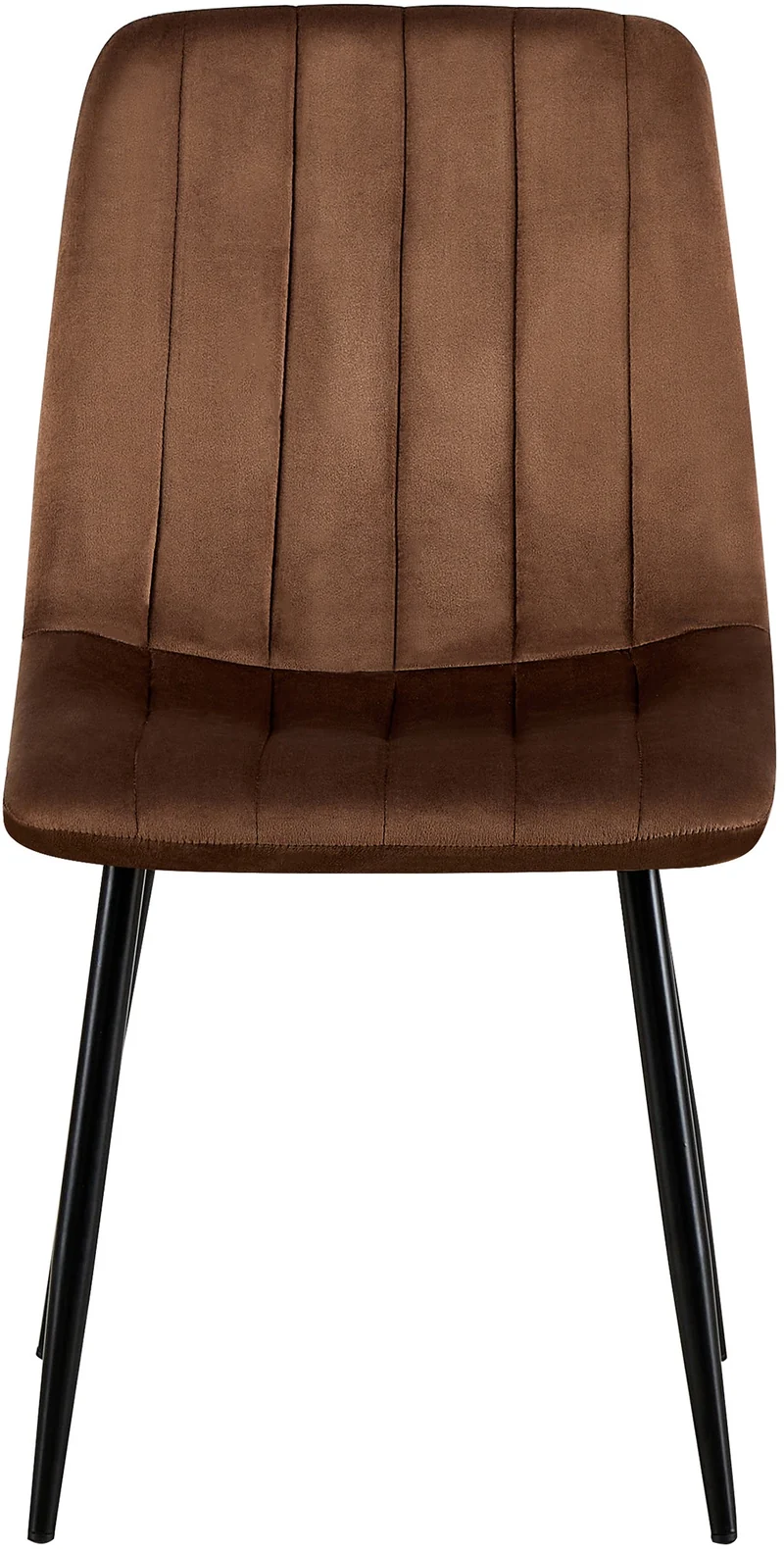 Chaise de salle à manger x1 coutures décoratives verticales assise en velours marron pieds en métal noir 10_0007284