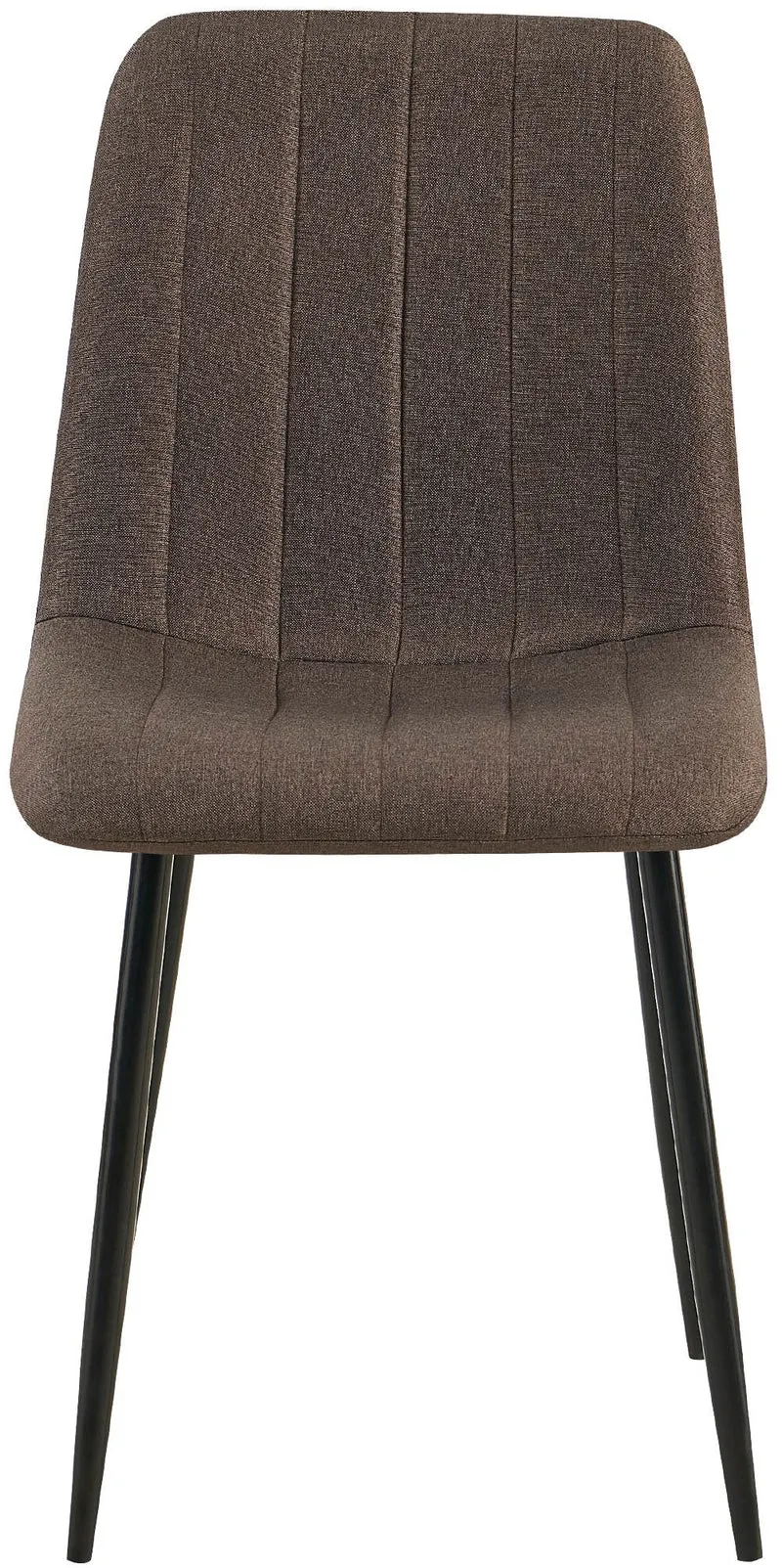 Chaise de salle à manger x1 coutures décoratives verticales assise en tissu marron pieds en métal noir 10_0007271