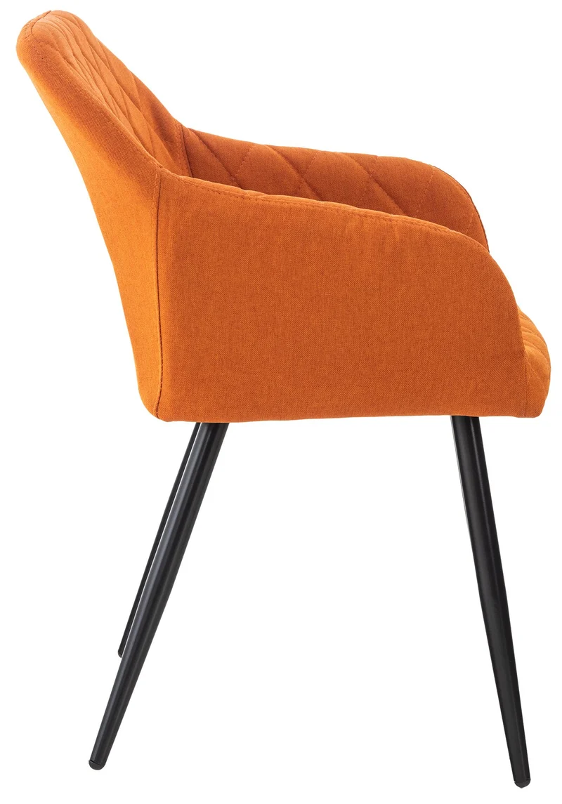 Lot de 2 chaises de salle à manger design retro coutures décoratives en losanges assise en tissu orange 10_0007339