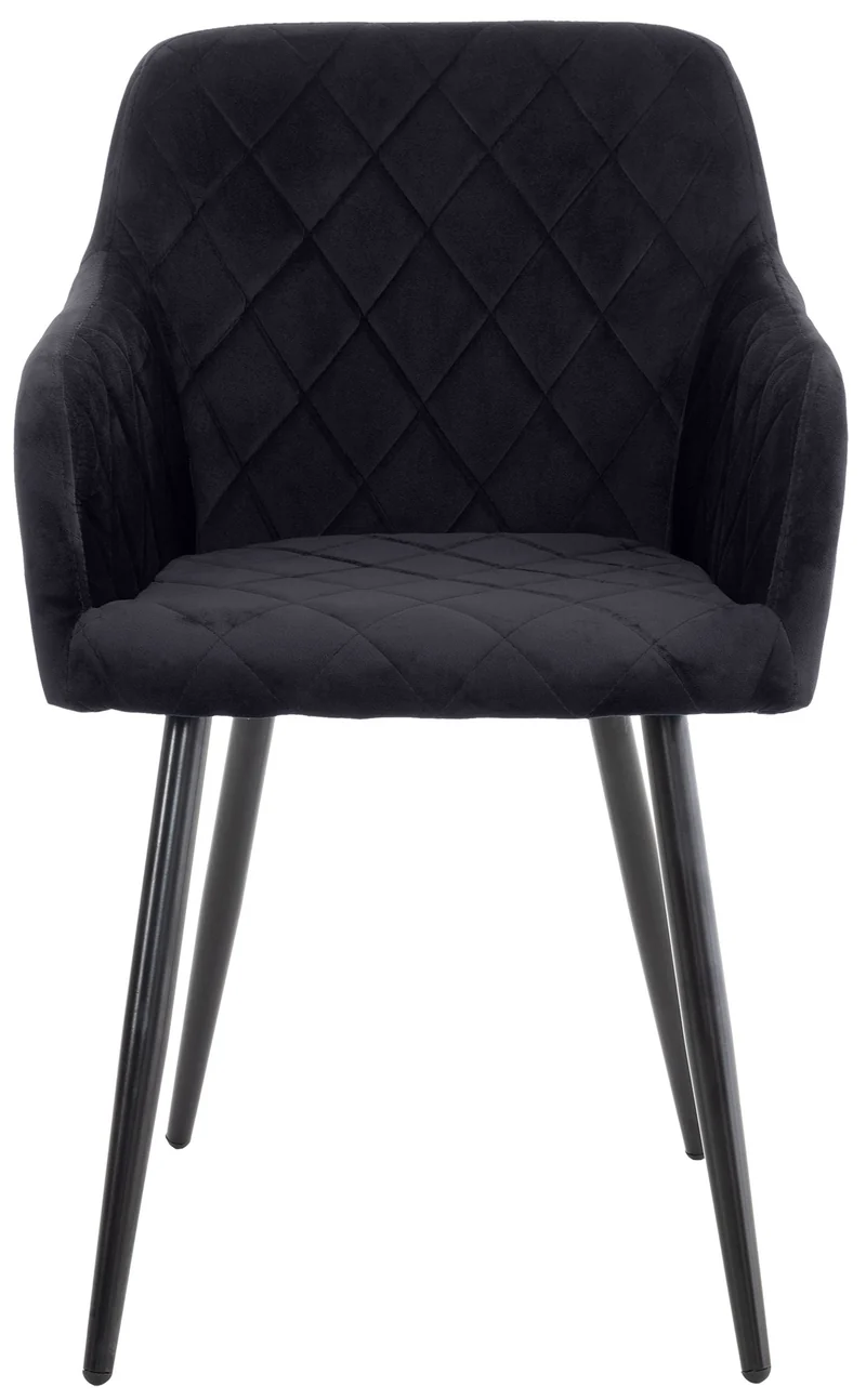 Lot de 2 chaises de salle à manger design retro coutures décoratives en losanges assise en velours noir 10_0007318
