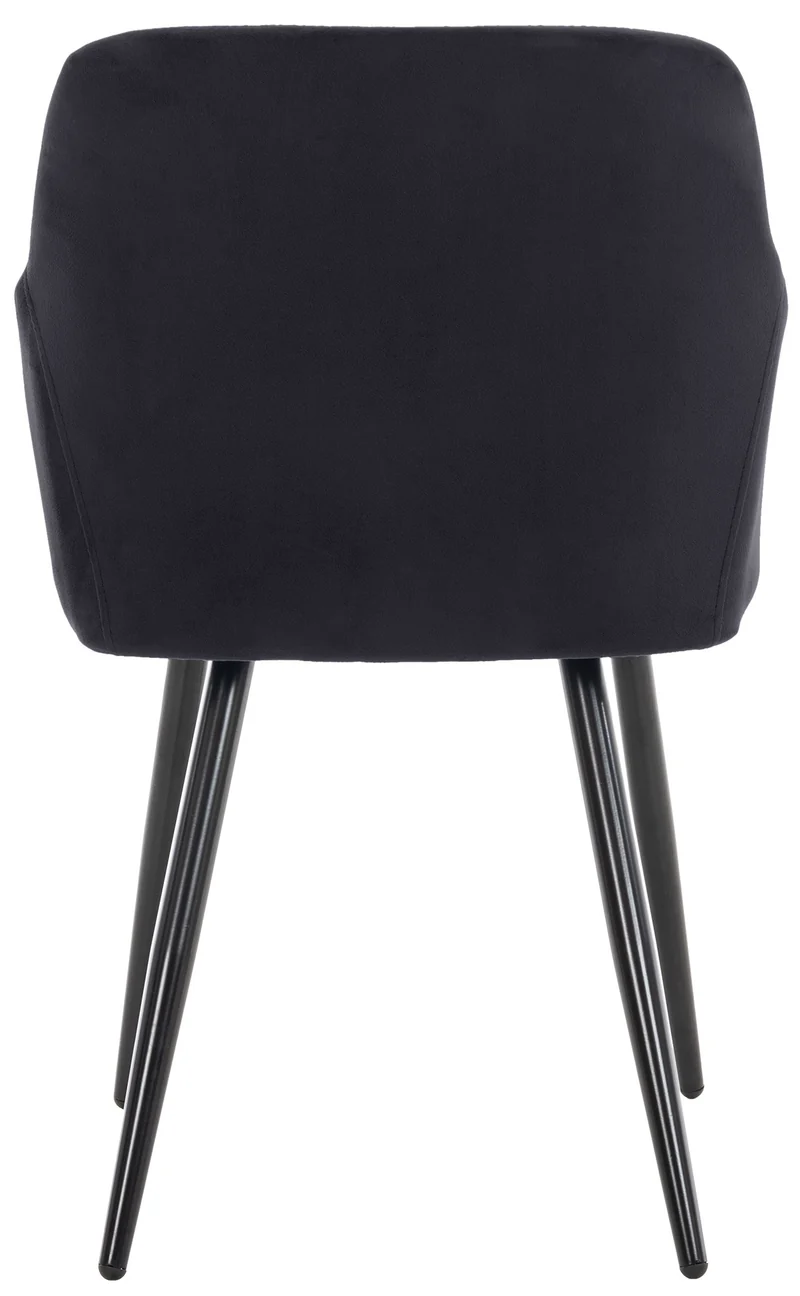Chaise de salle à manger x1 design retro coutures décoratives en losanges assise en velours noir 10_0007230