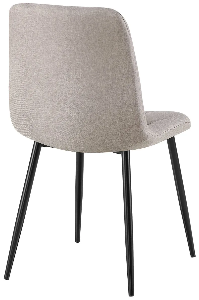 Lot de 2 chaises de salle à manger design moderne surpiqûres en losange tissu gris clair et cadre métal noir 10_0007606