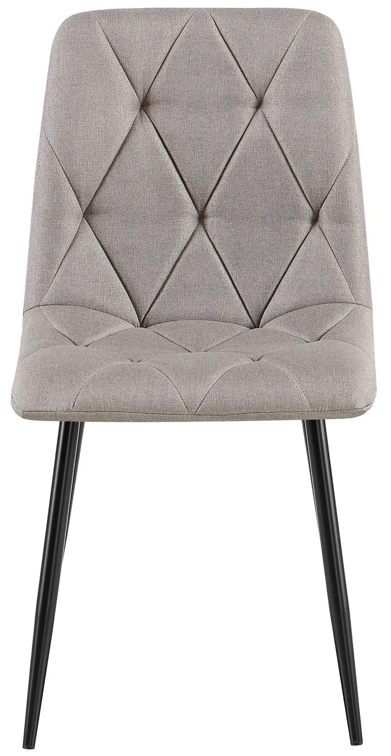 Lot de 2 chaises de salle à manger design moderne surpiqûres en losange tissu gris clair et cadre métal noir 10_0007606