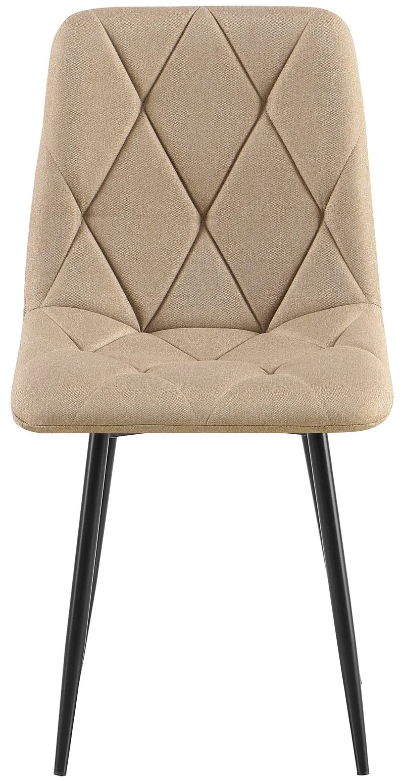 Lot de 2 chaises de salle à manger design moderne surpiqûres en losange tissu taupe et cadre métal noir 10_0007410