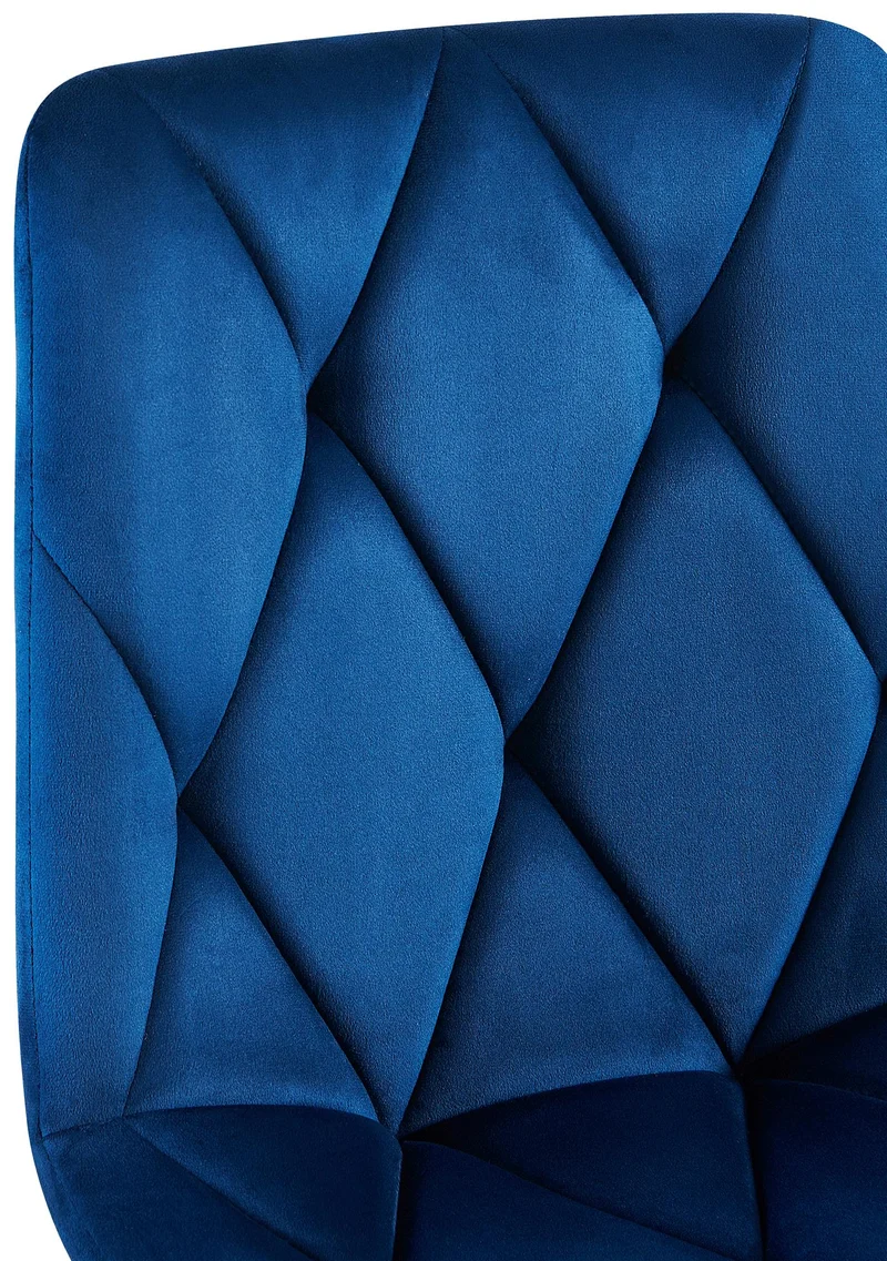 Lot de 2 chaises de salle à manger design moderne surpiqûres en losange velours bleu foncé et cadre métal noir 10_0007395