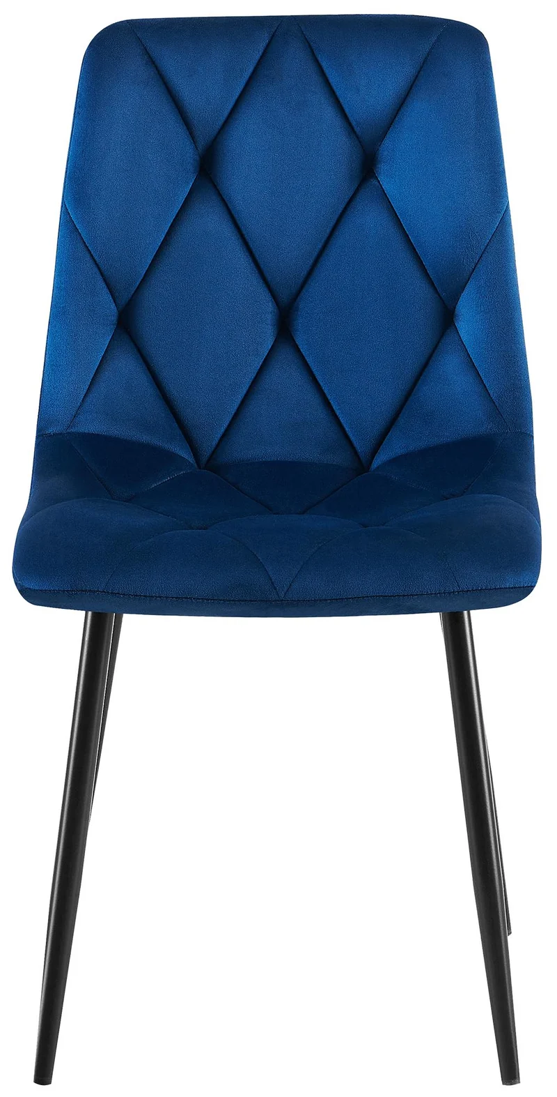 Lot de 2 chaises de salle à manger design moderne surpiqûres en losange velours bleu foncé et cadre métal noir 10_0007395