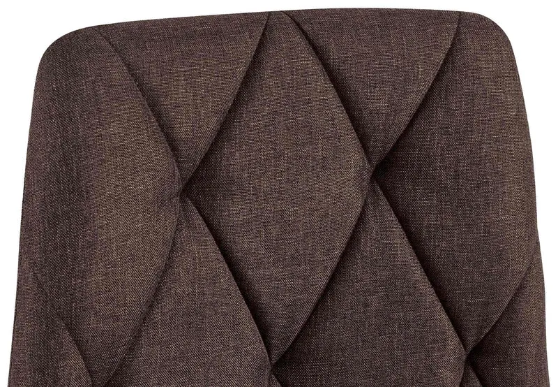 Lot de 2 chaises de salle à manger design moderne surpiqûres en losange tissu marron et cadre métal noir 10_0007349