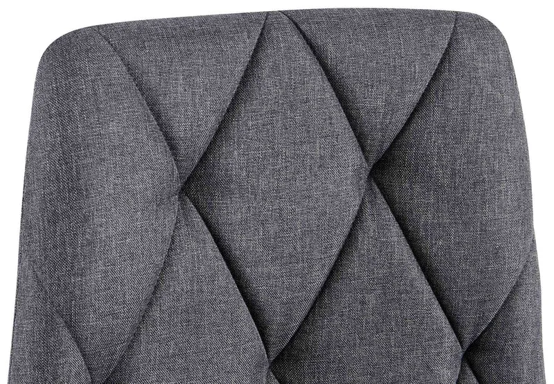 Lot de 2 chaises de salle à manger design moderne surpiqûres en losange tissu gris foncé et cadre métal noir 10_0007336