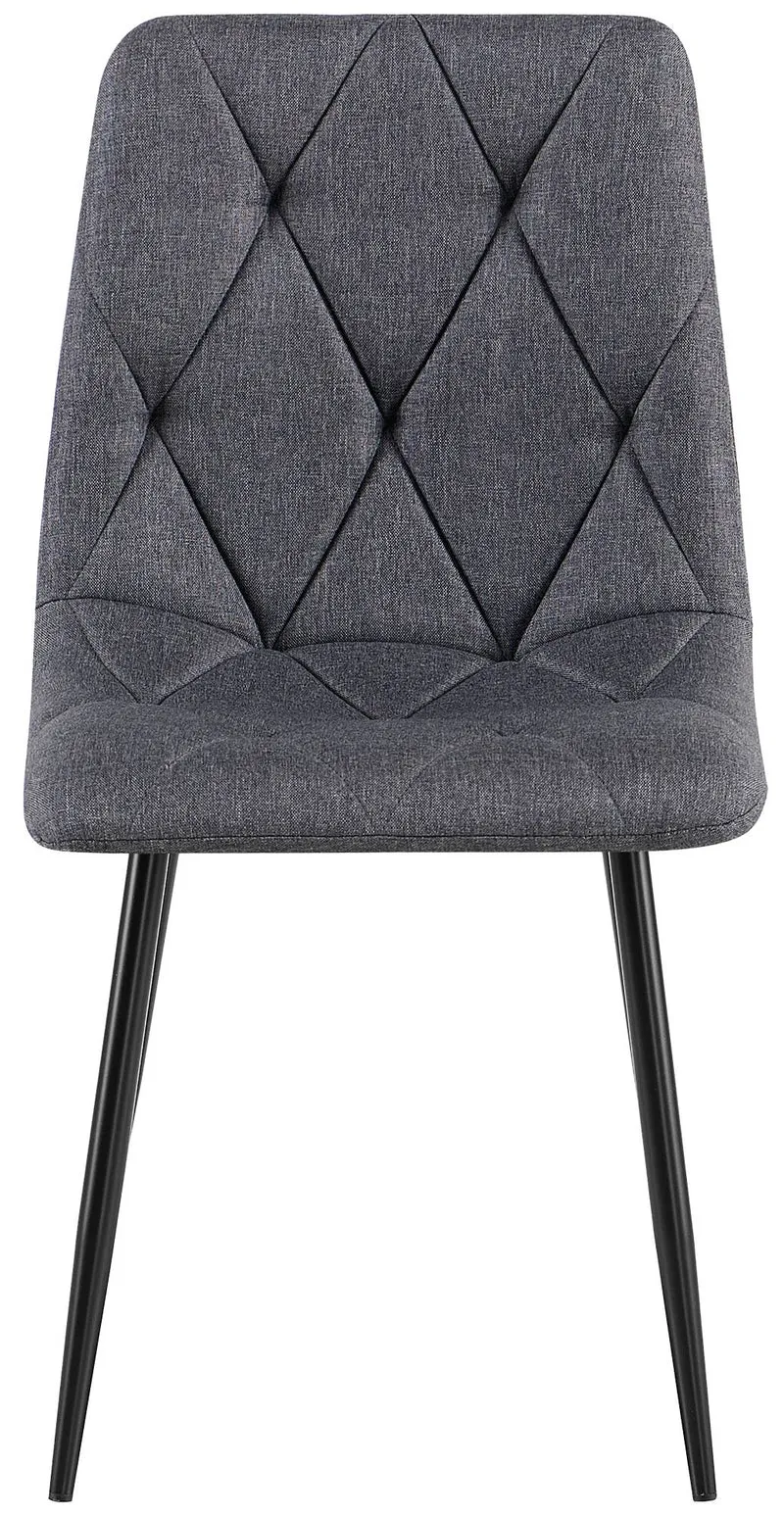 Lot de 2 chaises de salle à manger design moderne surpiqûres en losange tissu gris foncé et cadre métal noir 10_0007336