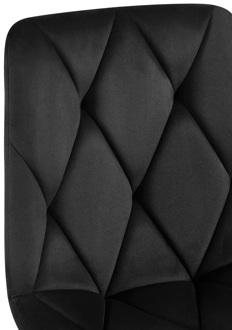 Lot de 2 chaises de salle à manger design moderne surpiqûres en losange velours noir et cadre métal noir 10_0007317