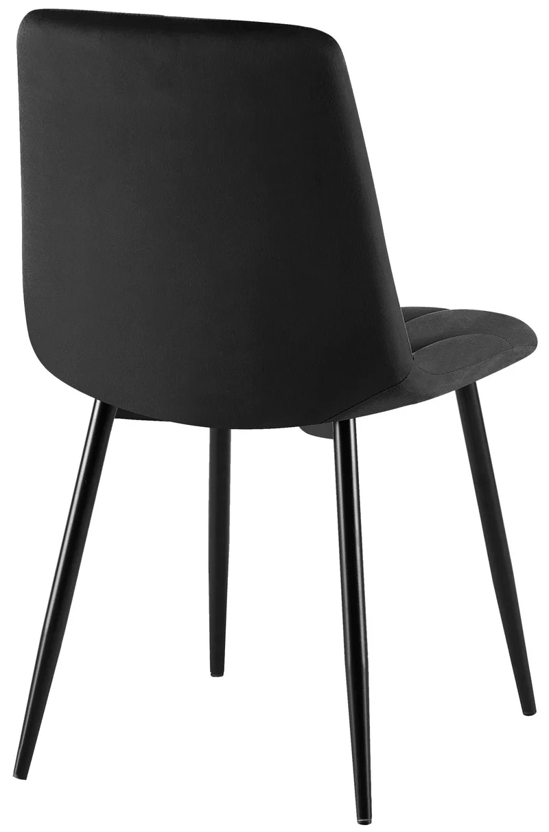 Lot de 2 chaises de salle à manger design moderne surpiqûres en losange velours noir et cadre métal noir 10_0007317