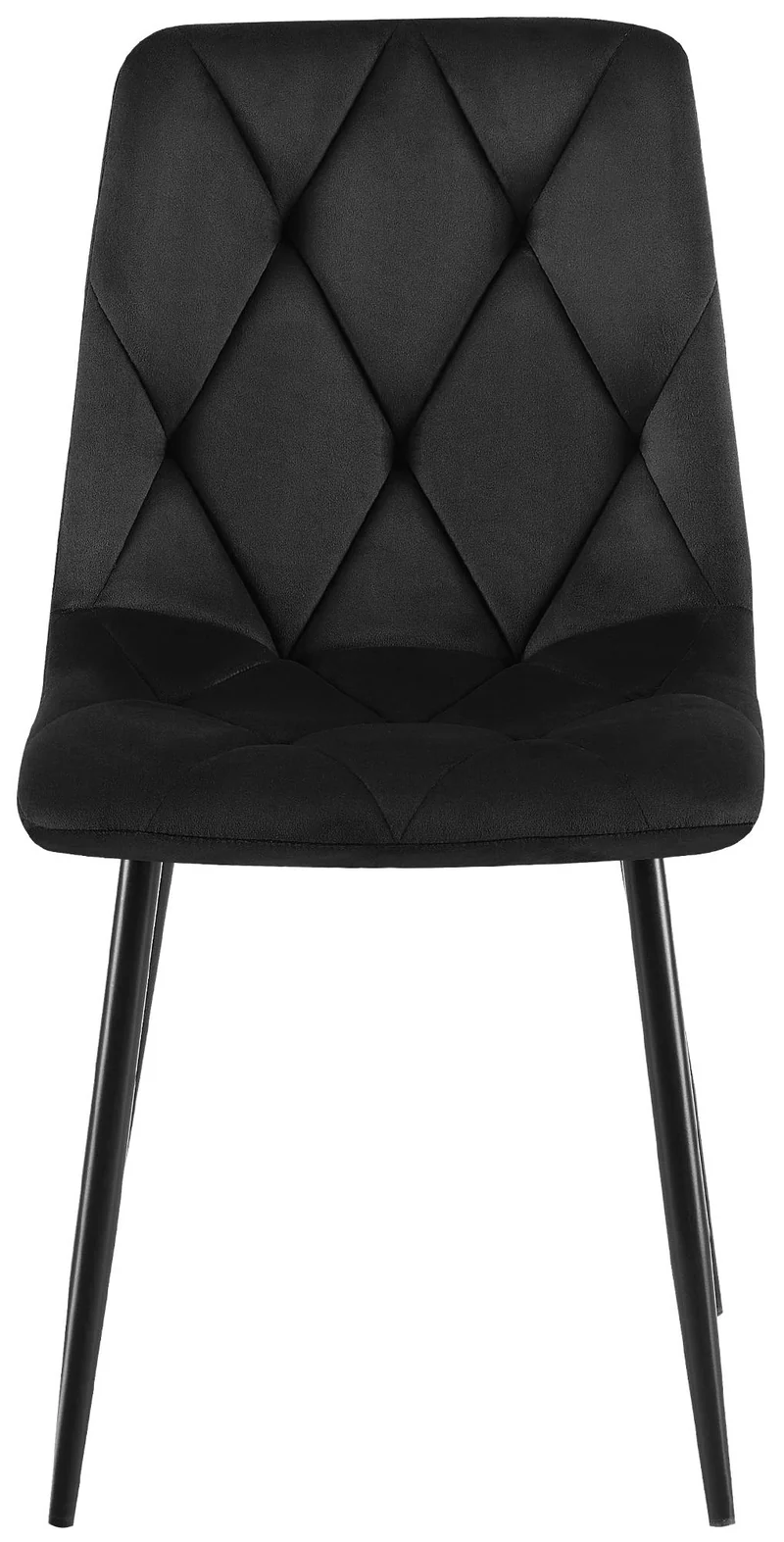 Lot de 2 chaises de salle à manger design moderne surpiqûres en losange velours noir et cadre métal noir 10_0007317