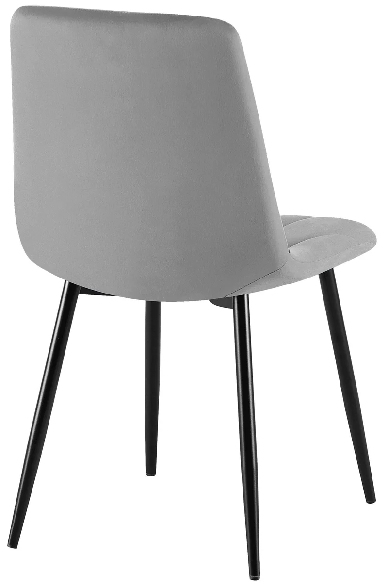 Lot de 2 chaises de salle à manger design moderne surpiqûres en losange velours gris et cadre métal noir 10_0007316