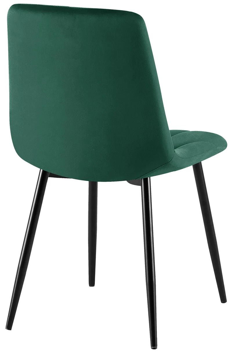 Lot de 2 chaises de salle à manger design moderne surpiqûres en losange velours vert et cadre métal noir 10_0007315