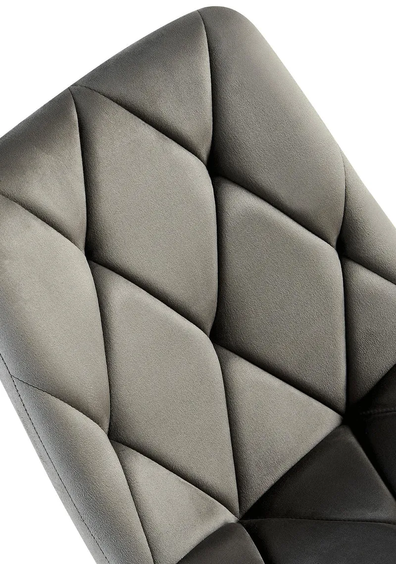 Lot de 2 chaises de salle à manger design moderne surpiqûres en losange velours anthracite et cadre métal noir 10_0007314