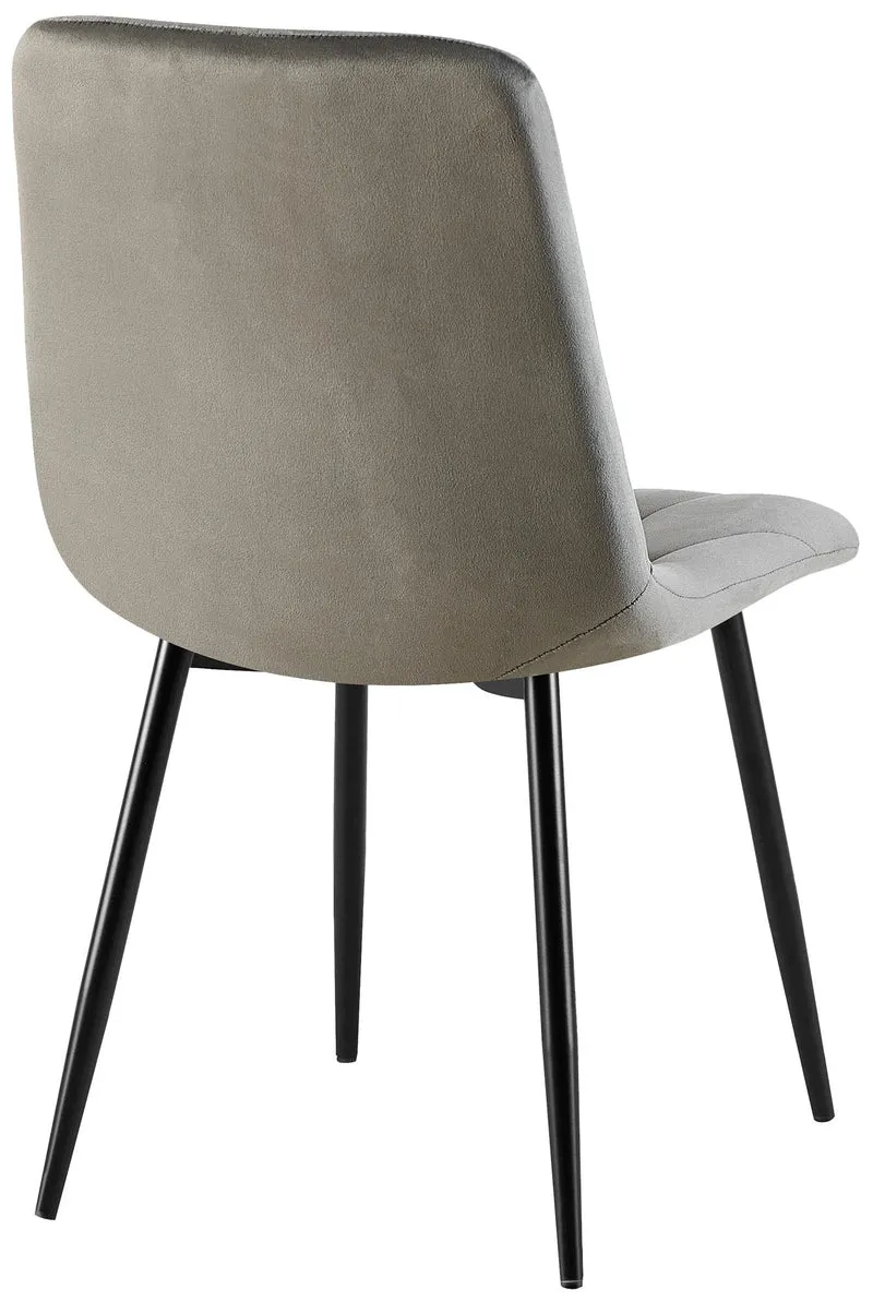 Lot de 2 chaises de salle à manger design moderne surpiqûres en losange velours anthracite et cadre métal noir 10_0007314