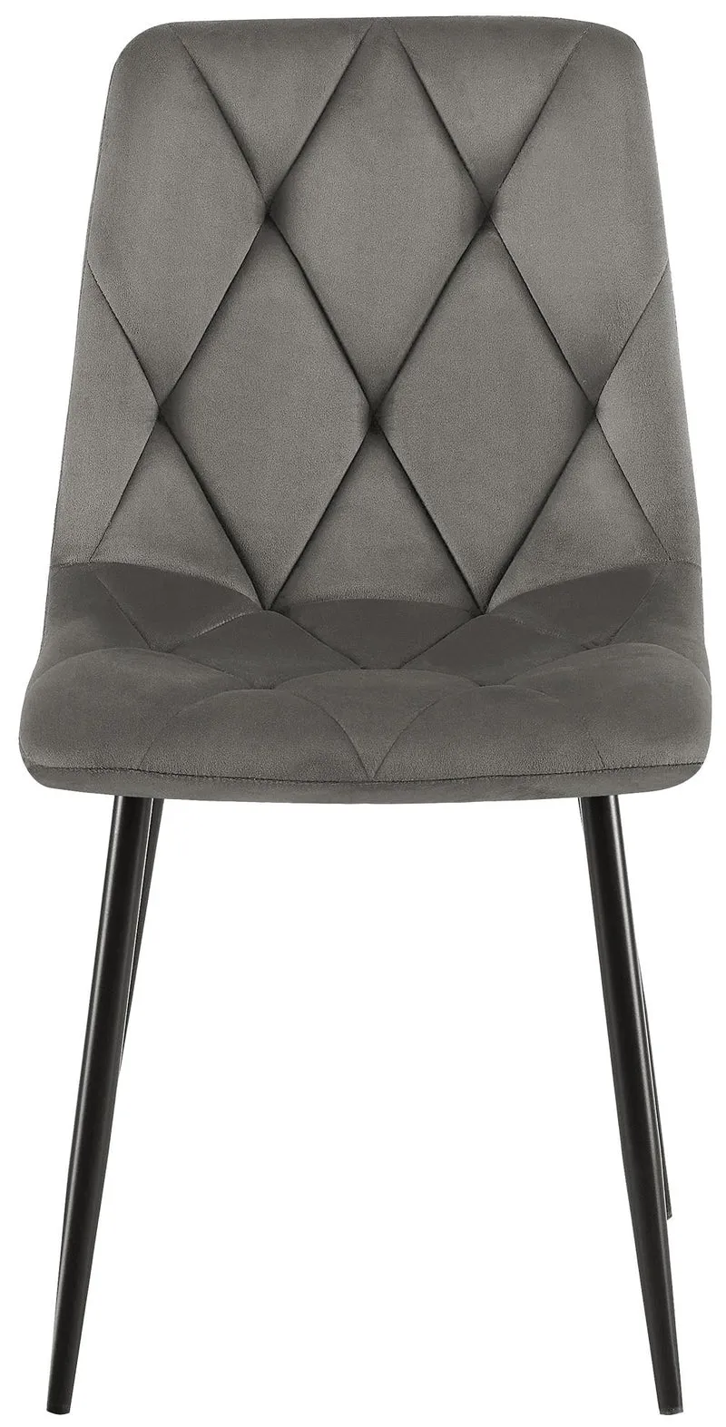 Lot de 2 chaises de salle à manger design moderne surpiqûres en losange velours anthracite et cadre métal noir 10_0007314