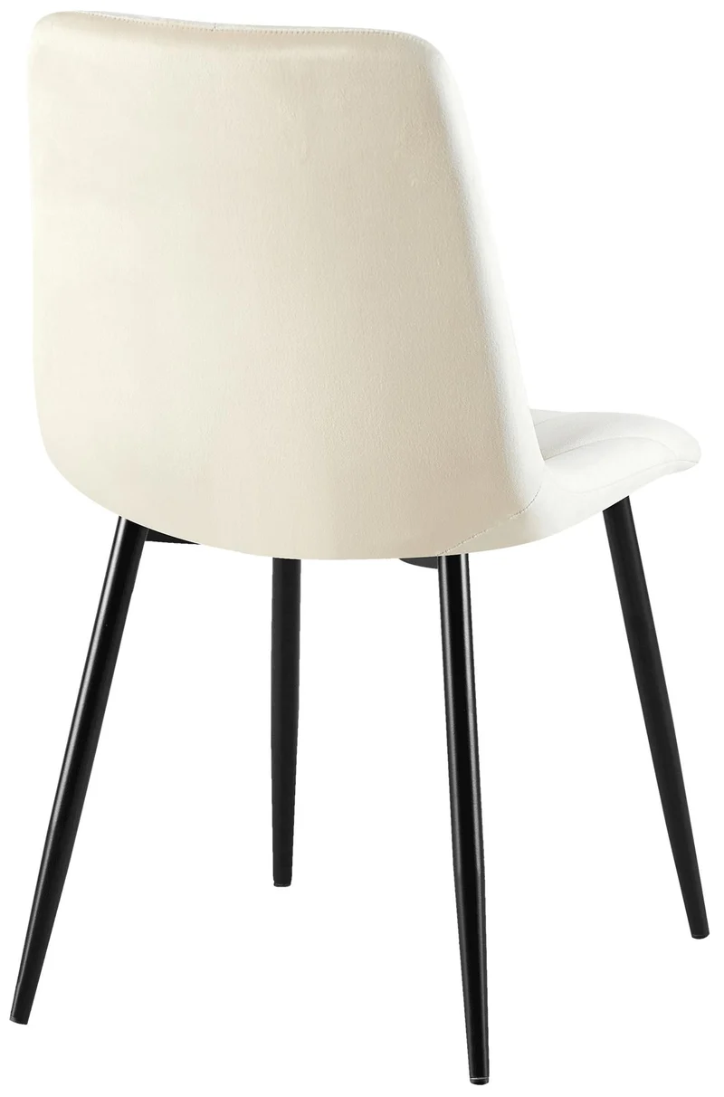 Lot de 2 chaises de salle à manger design moderne surpiqûres en losange velours crème et cadre métal noir 10_0007313