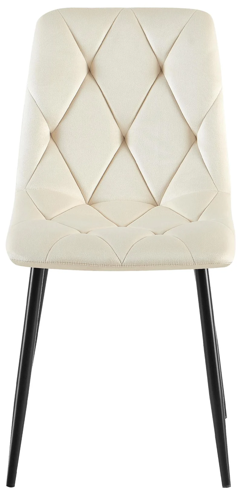 Lot de 2 chaises de salle à manger design moderne surpiqûres en losange velours crème et cadre métal noir 10_0007313