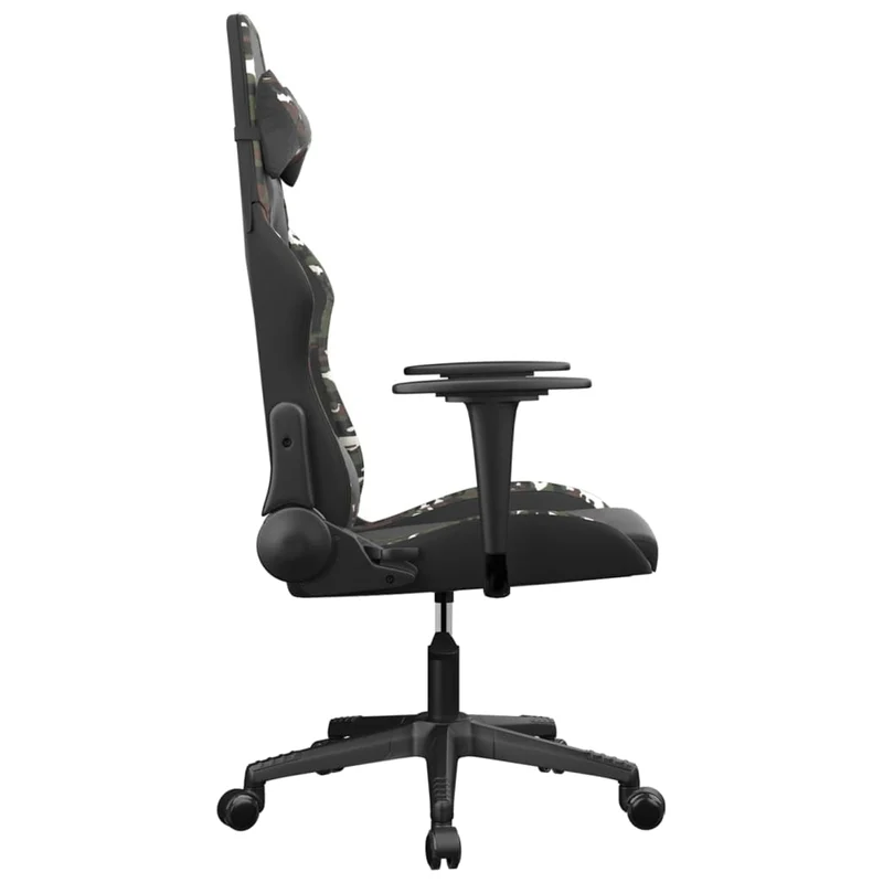 Fauteuil de bureau chaise gaming sur roulettes accoudoirs design camouflage en PVC vert DEC025966