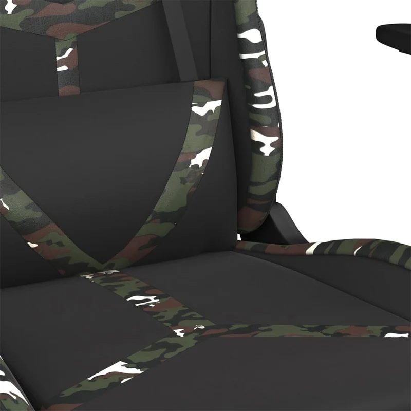 Fauteuil de bureau chaise gaming sur roulettes accoudoirs design camouflage en PVC vert DEC025966