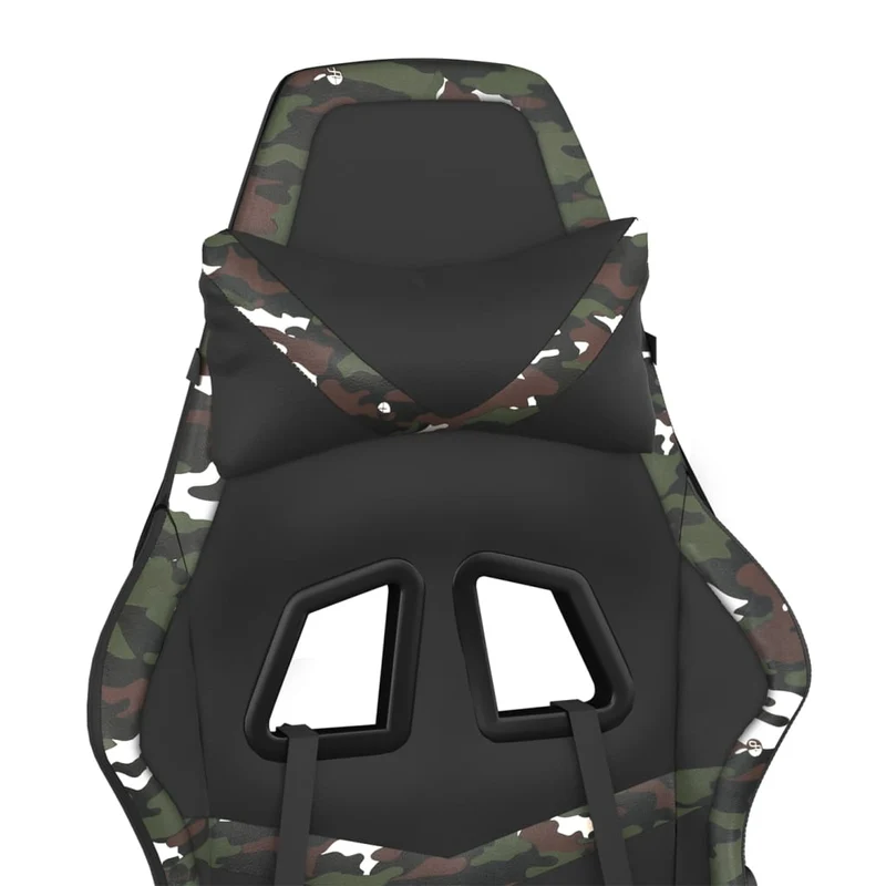 Fauteuil de bureau chaise gaming sur roulettes accoudoirs design camouflage en PVC vert DEC025966