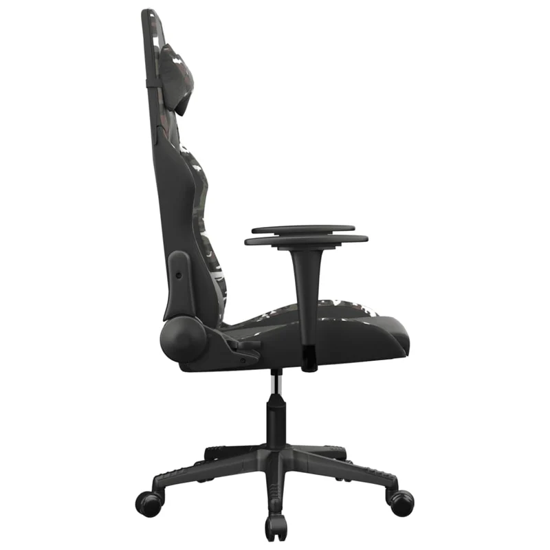 Fauteuil de bureau chaise gaming sur roulettes avec coussin lombaire noir et camouflage PVC DEC025899