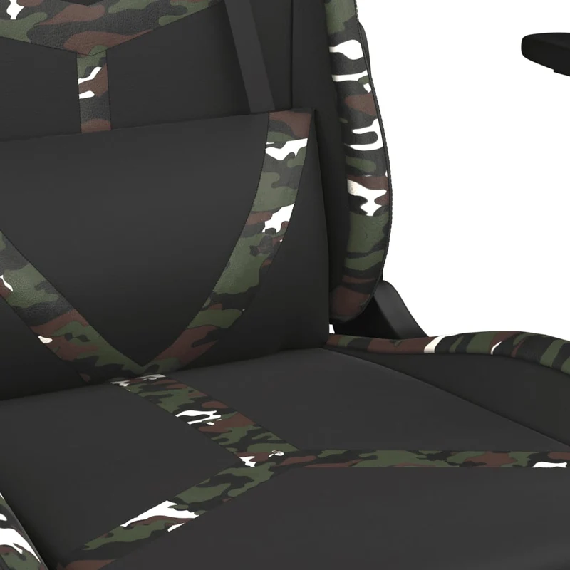 Fauteuil de bureau chaise gaming sur roulettes avec coussin lombaire noir et camouflage PVC DEC025899