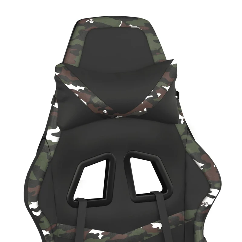 Fauteuil de bureau chaise gaming sur roulettes avec coussin lombaire noir et camouflage PVC DEC025899