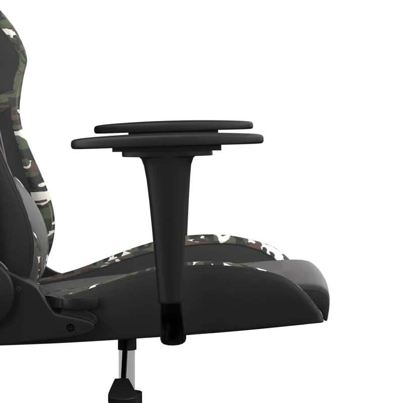 Fauteuil de bureau chaise gaming sur roulettes avec coussin lombaire noir et camouflage PVC DEC025899
