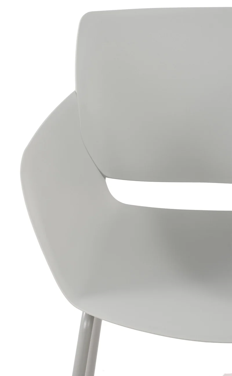 Lot de 2 chaises pour intérieur ou extérieur en plastique couleur gris clair en acier thermolaqué 10_0007424