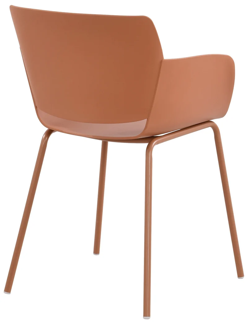 Lot de 2 chaises pour intérieur ou extérieur en plastique couleur terre cuite en acier thermolaqué 10_0007311
