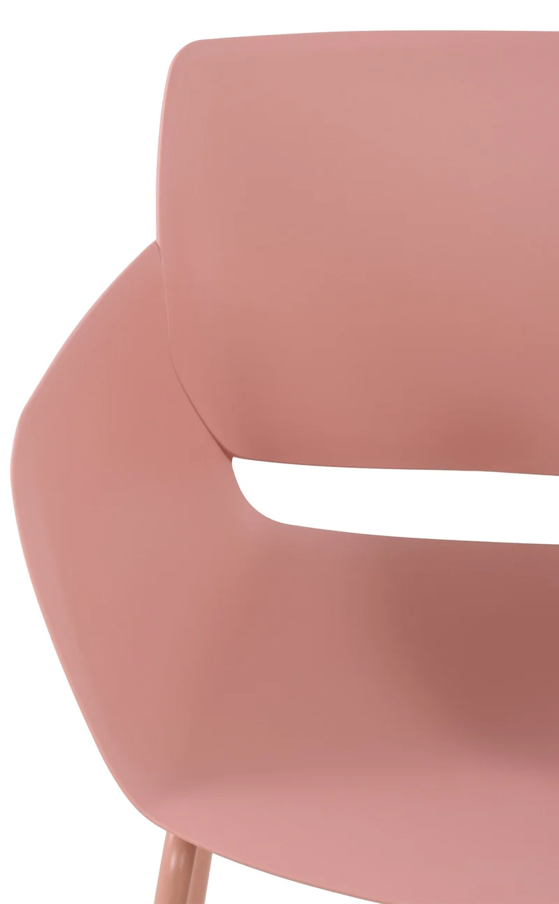 Lot de 2 chaises pour intérieur ou extérieur en plastique couleur rose en acier thermolaqué 10_0007310