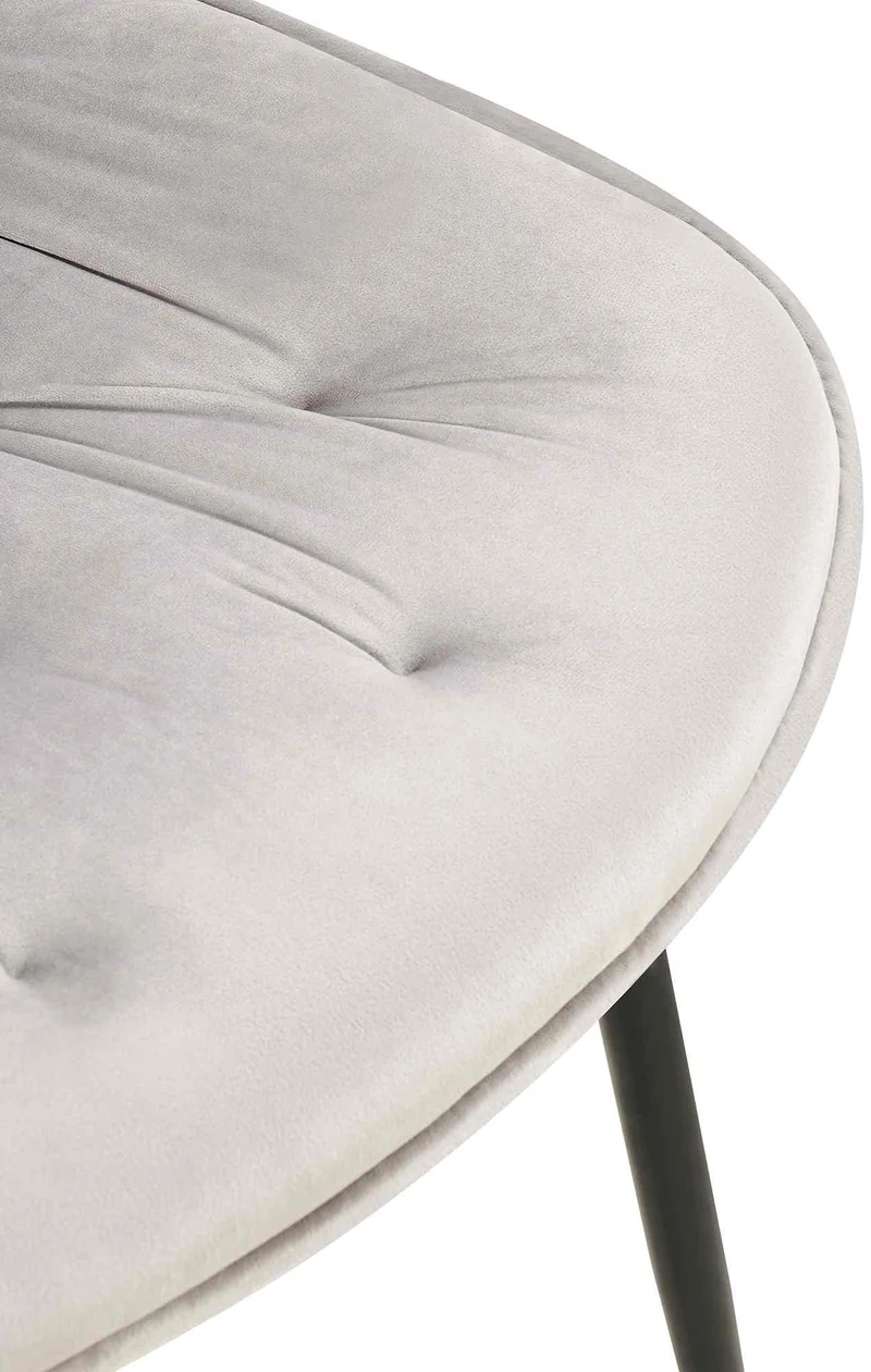 Lot de 2 chaises de salle à manger assise et dossier capitonné en velours gris et métal noir 10_0007354