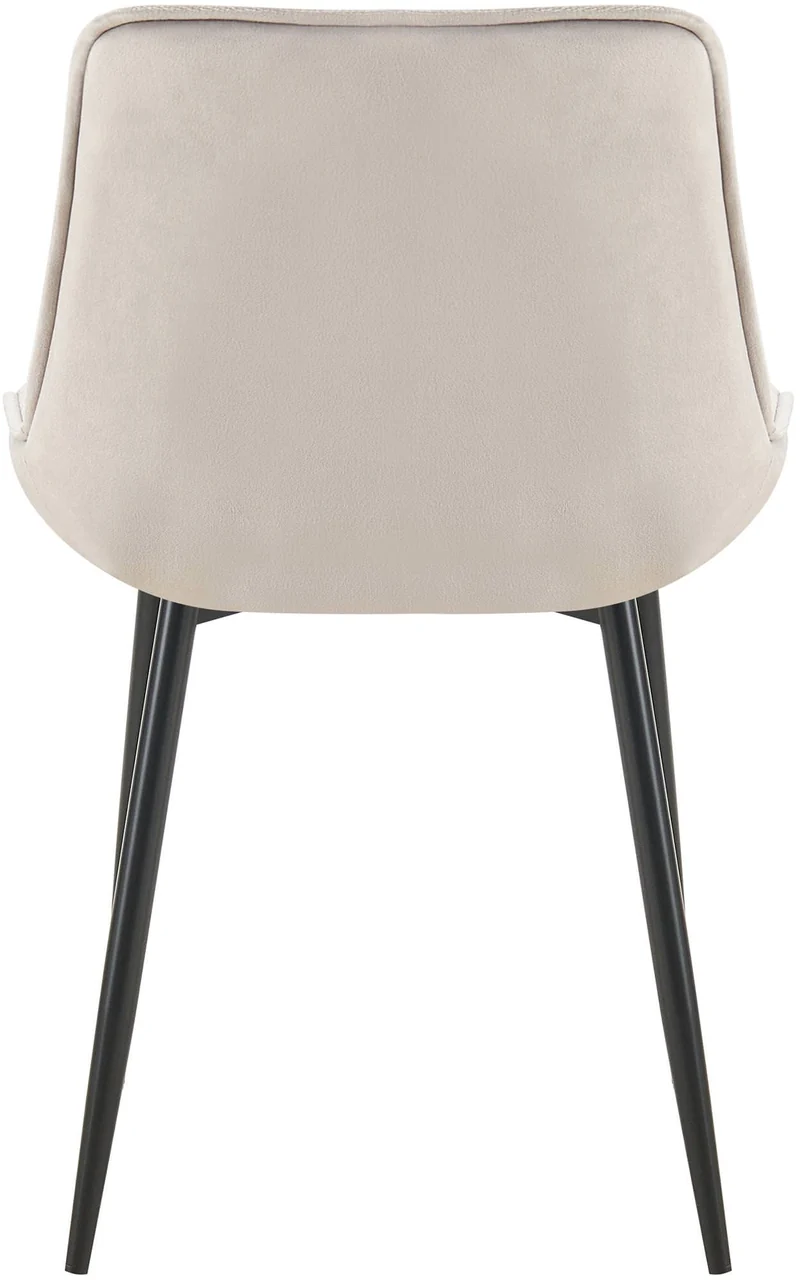 Lot de 2 chaises de salle à manger assise et dossier capitonné en velours gris et métal noir 10_0007354