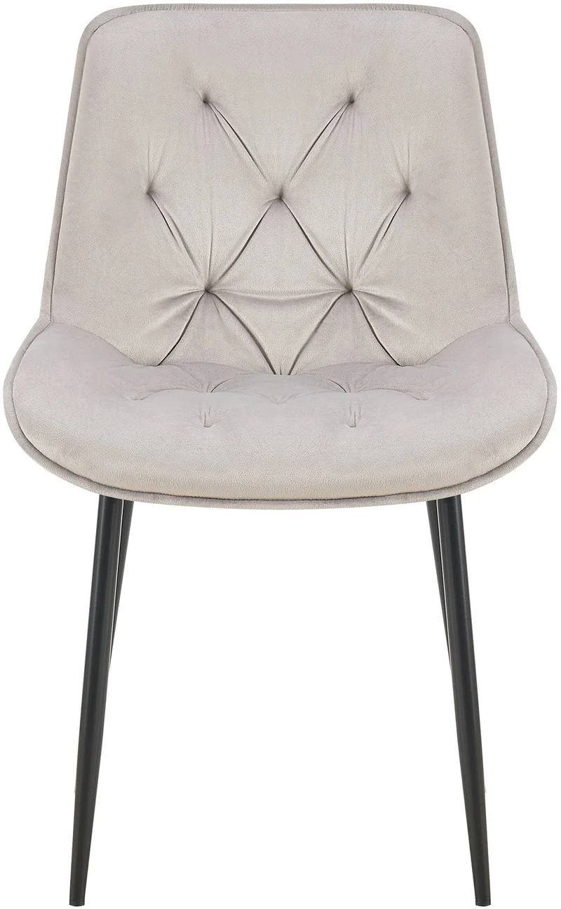Lot de 2 chaises de salle à manger assise et dossier capitonné en velours gris et métal noir 10_0007354