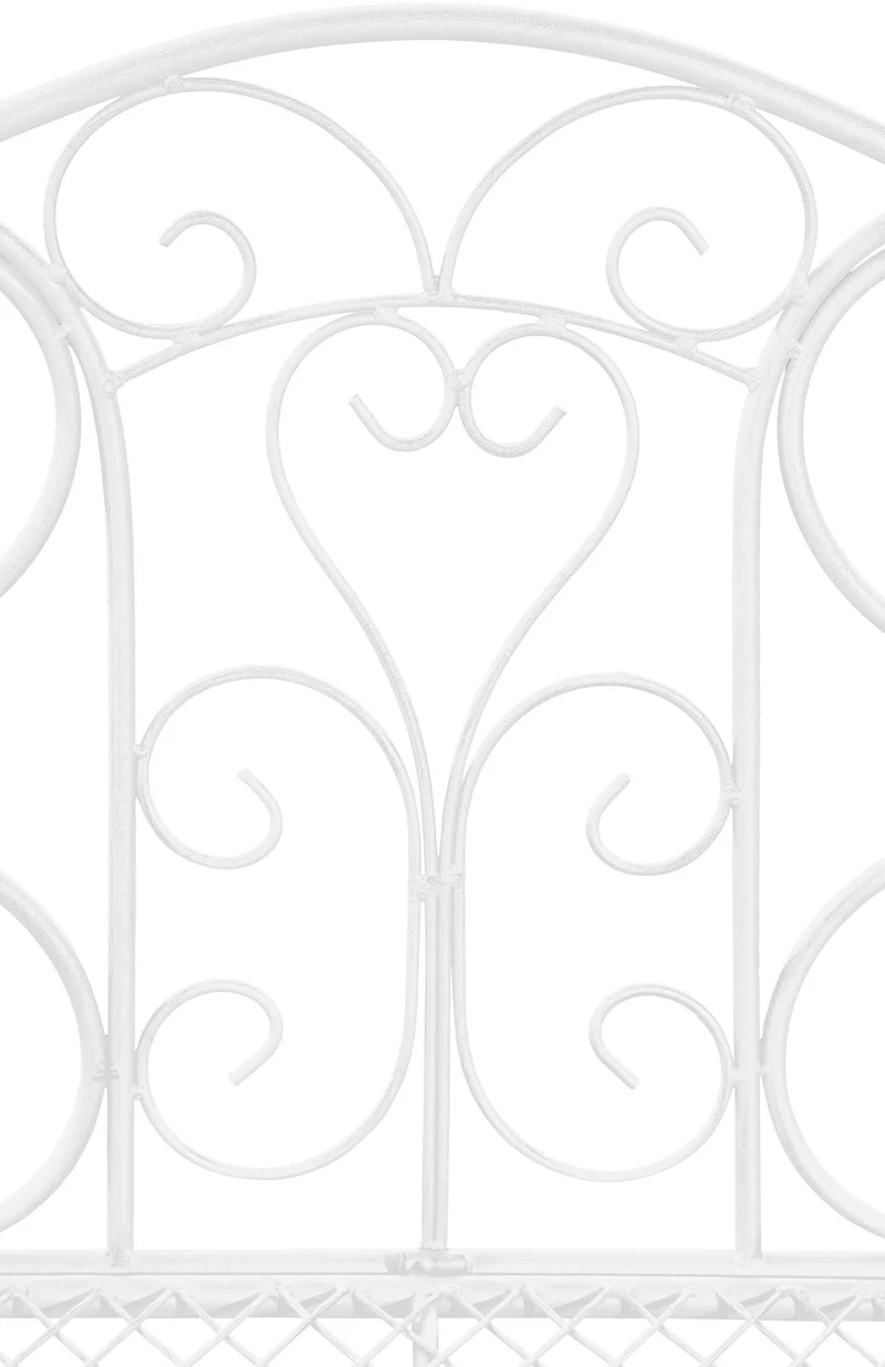 Banc de jardin avec accoudoirs design rustique largeur 113 cm en métal blanc 10_0002947