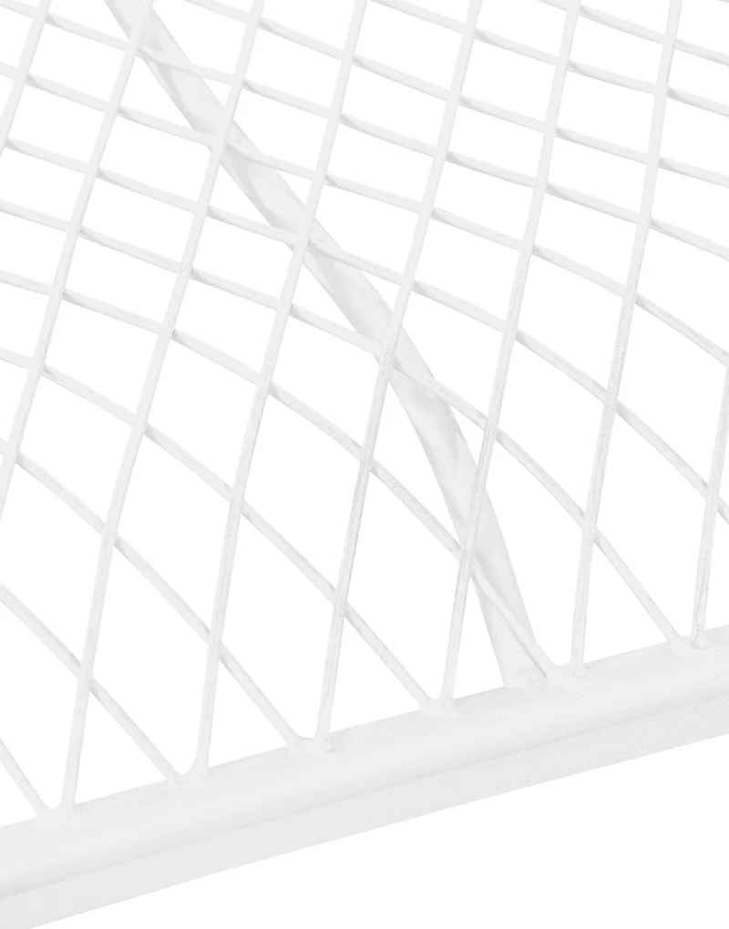 Banc de jardin avec accoudoirs design rustique largeur 113 cm en métal blanc 10_0002947