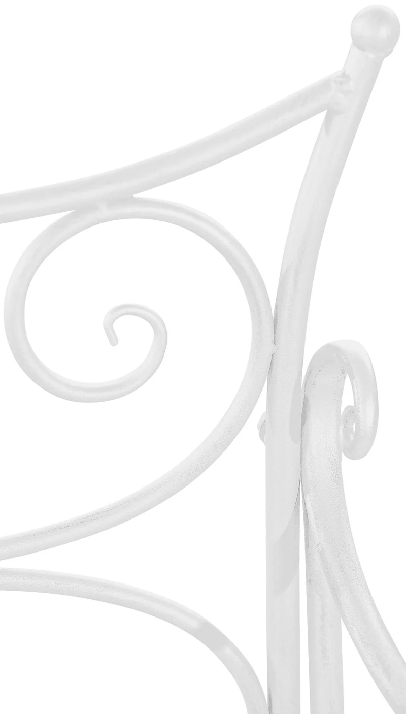 Banc de jardin avec accoudoirs design rustique largeur 113 cm en métal blanc 10_0002947