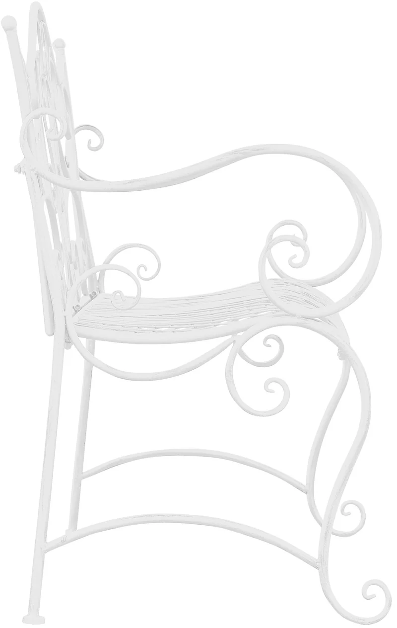 Banc de jardin avec accoudoirs design rustique largeur 113 cm en métal blanc 10_0002947