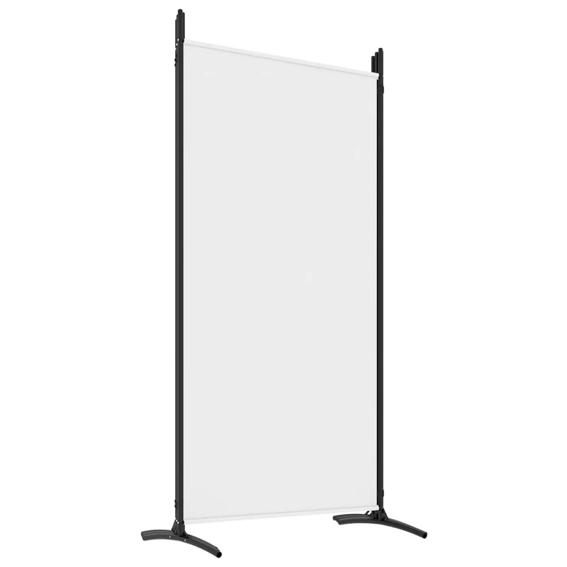 Paravent séparateur de pièce cloison 6 panneaux 520 x 180 cm tissu blanc et fer DEC031050