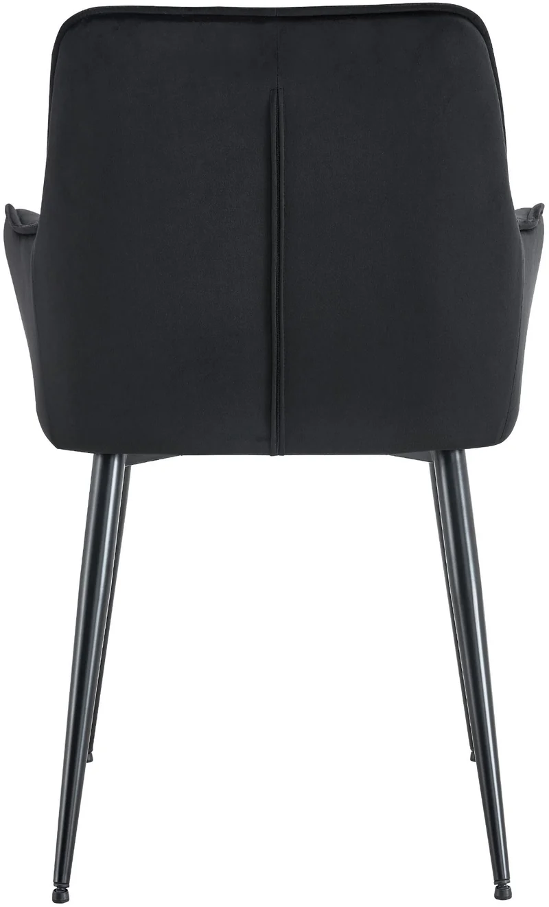 Lot de 2 chaises de salle à manger avec accoudoirs en velours noir capitonné cadre métal noir 10_0007564