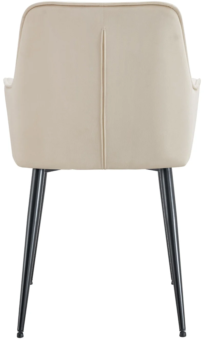 Lot de 2 chaises de salle à manger avec accoudoirs en velours crème capitonné cadre métal noir 10_0007509