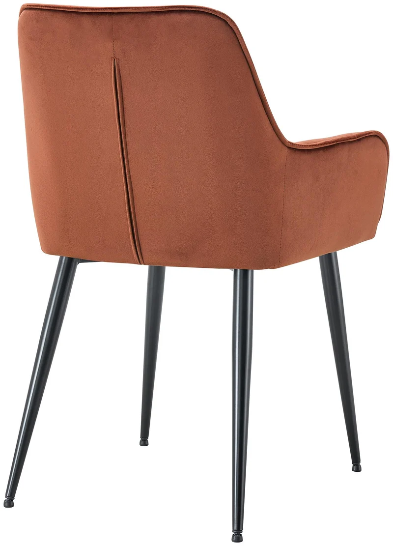 Lot de 2 chaises de salle à manger avec accoudoirs en velours marron capitonné cadre métal noir 10_0007498