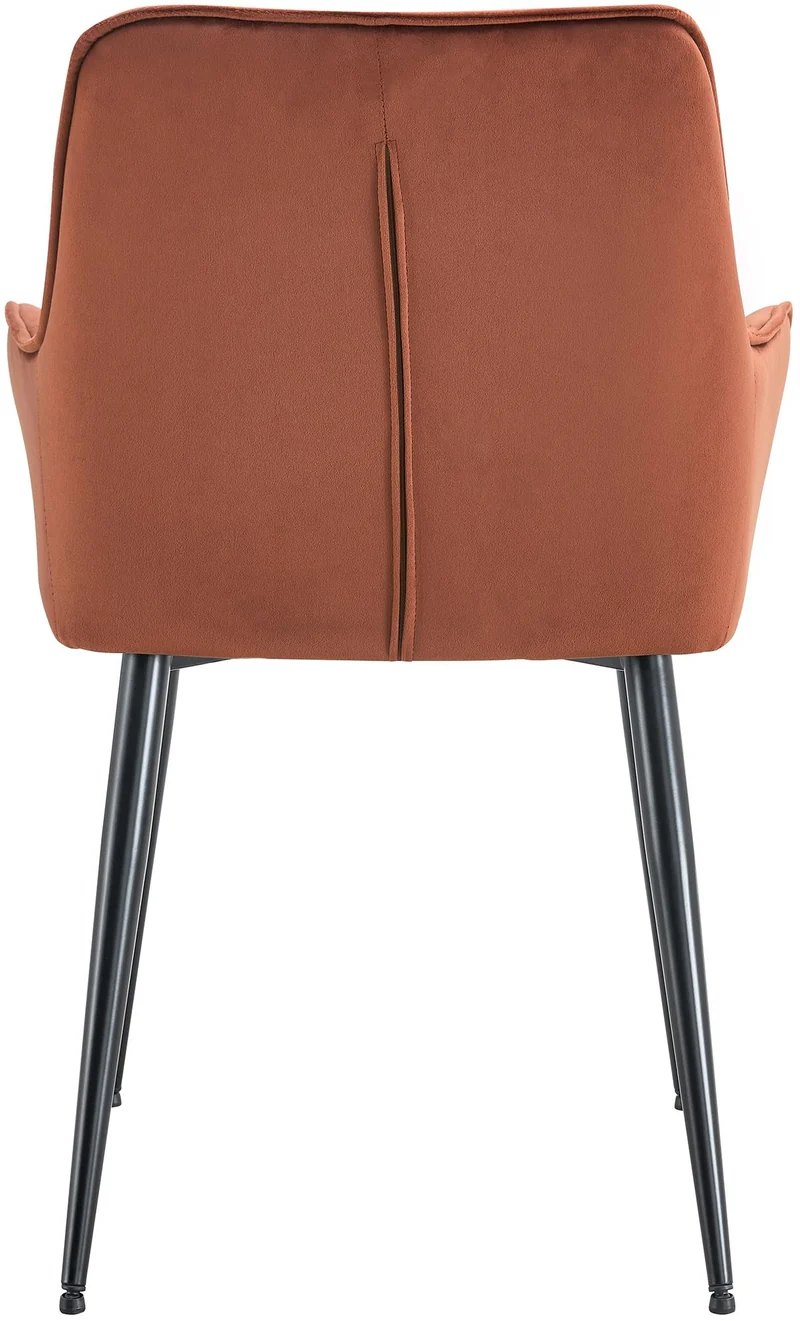 Lot de 2 chaises de salle à manger avec accoudoirs en velours marron capitonné cadre métal noir 10_0007498