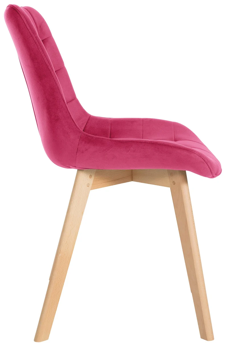 Lot de 2 chaises de salle à manger design scandinave coutures carrées en velours rouge pieds en bois clair 10_0007325