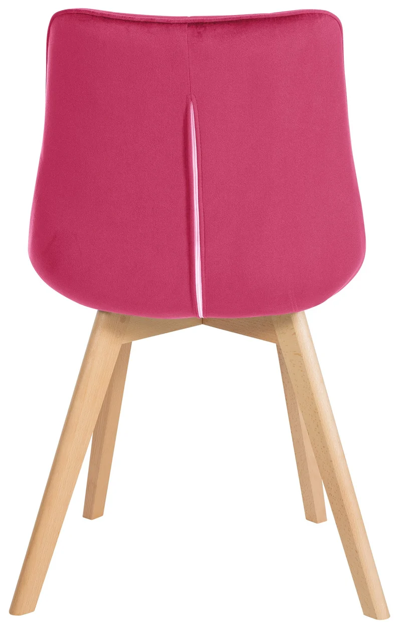 Lot de 2 chaises de salle à manger design scandinave coutures carrées en velours rouge pieds en bois clair 10_0007325