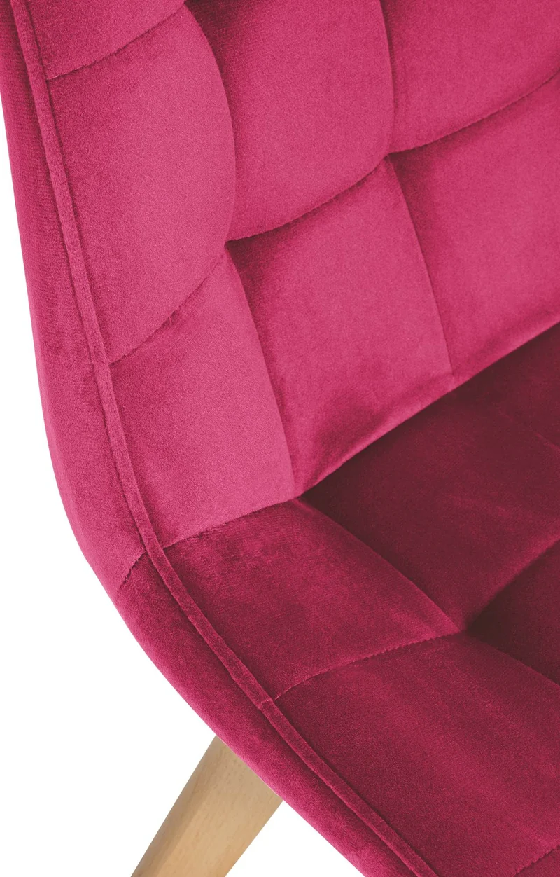 Lot de 2 chaises de salle à manger design scandinave coutures carrées en velours rouge pieds en bois clair 10_0007325
